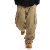 imageVerdusa Mens Drawstring Waist Pocket Side Loose Cargo Pants Baggy JoggersKhaki