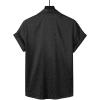 imageVerdusa Mens Satin Button Down Lapel Collar Leopard Print Short Sleeve ShirtBlack
