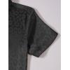 imageVerdusa Mens Satin Button Down Lapel Collar Leopard Print Short Sleeve ShirtBlack