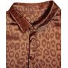 imageVerdusa Mens Satin Button Down Lapel Collar Leopard Print Short Sleeve ShirtCoffee Brown