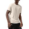imageVerdusa Mens Short Sleeve Basic T Shirt Casual Round Neck Ribbed Tee TopBeige
