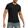 imageVerdusa Mens Short Sleeve Basic T Shirt Casual Round Neck Ribbed Tee TopBlack