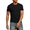 imageVerdusa Mens Short Sleeve Basic T Shirt Casual Round Neck Ribbed Tee TopBlack