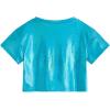 imageVerdusa Toddler Girls Metallic Drop Shoulder Short Sleeve Round Neck Crop Tee TopBlue
