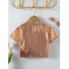 imageVerdusa Toddler Girls Metallic Drop Shoulder Short Sleeve Round Neck Crop Tee TopGold