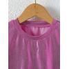 imageVerdusa Toddler Girls Metallic Drop Shoulder Short Sleeve Round Neck Crop Tee TopHot Pink