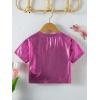 imageVerdusa Toddler Girls Metallic Drop Shoulder Short Sleeve Round Neck Crop Tee TopHot Pink
