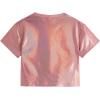 imageVerdusa Toddler Girls Metallic Drop Shoulder Short Sleeve Round Neck Crop Tee TopLight Pink