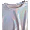 imageVerdusa Toddler Girls Metallic Drop Shoulder Short Sleeve Round Neck Crop Tee TopSilver