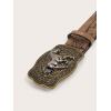 imageVerdusa Womens Vintage Western Leather Buckle BeltCamel