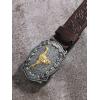 imageVerdusa Womens Vintage Western Leather Buckle BeltChocolate Brown