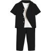 imageVerdusa Boys 2 Piece Outfits Linen Set Button Up Matching Set Short Sleeve Shirt and Drawstring Waist Vacation Pants SetBlack
