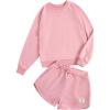 imageVerdusa Girls 2 Piece Outfits Long Sleeve Sweatshirt and Shorts Clothing SetsLight Pink
