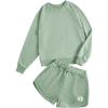 imageVerdusa Girls 2 Piece Outfits Long Sleeve Sweatshirt and Shorts Clothing SetsMint Green