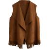 imageVerdusa Girls Faux Suede Tassel Vest 70s Hippie Cardigan Cowgirl Fringe JacketBrown