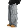 imageVerdusa Mens Drawstring Waist Pocket Side Loose Cargo Pants Baggy JoggersGrey