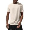 imageVerdusa Mens Short Sleeve Basic T Shirt Casual Round Neck Ribbed Tee TopBeige