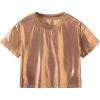 imageVerdusa Toddler Girls Metallic Drop Shoulder Short Sleeve Round Neck Crop Tee TopGold