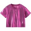 imageVerdusa Toddler Girls Metallic Drop Shoulder Short Sleeve Round Neck Crop Tee TopHot Pink