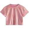 imageVerdusa Toddler Girls Metallic Drop Shoulder Short Sleeve Round Neck Crop Tee TopLight Pink