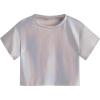 imageVerdusa Toddler Girls Metallic Drop Shoulder Short Sleeve Round Neck Crop Tee TopSilver