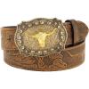imageVerdusa Womens Vintage Western Leather Buckle BeltCamel Cattle