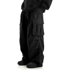 imageVerdusa Mens Drawstring Waist Pocket Side Loose Cargo Pants Baggy JoggersBlack