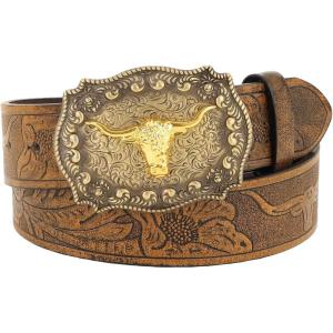 imageVerdusa Womens Vintage Western Leather Buckle BeltCamel Cattle