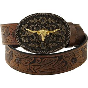 imageVerdusa Womens Vintage Western Leather Buckle BeltChocolate
