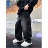imageVerdusa Boys Casual Straight Leg Baggy Jeans Elastic Waist Loose Denim Pants with PocketsBlack