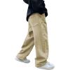imageVerdusa Boys Casual Straight Leg Baggy Jeans Elastic Waist Loose Denim Pants with PocketsBrown