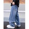 imageVerdusa Boys Casual Straight Leg Baggy Jeans Elastic Waist Loose Denim Pants with PocketsLight Blue