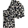 imageVerdusa Girls Floral Print Puff Sleeve Square Neck Shirred Swing A Line DressBlack