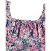imageVerdusa Girls Floral Print Puff Sleeve Square Neck Shirred Swing A Line DressBlue and Pink