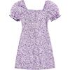 imageVerdusa Girls Floral Print Puff Sleeve Square Neck Shirred Swing A Line DressPurple