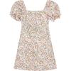 imageVerdusa Girls Floral Print Puff Sleeve Square Neck Shirred Swing A Line DressWhite