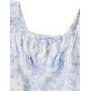 imageVerdusa Girls Floral Print Puff Sleeve Square Neck Shirred Swing A Line DressWhite Blue
