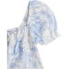 imageVerdusa Girls Floral Print Puff Sleeve Square Neck Shirred Swing A Line DressWhite Blue