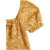 imageVerdusa Girls Floral Print Puff Sleeve Square Neck Shirred Swing A Line DressYellow