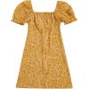 imageVerdusa Girls Floral Print Puff Sleeve Square Neck Shirred Swing A Line DressYellow