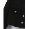 imageVerdusa Girls Raw Hem Long Sleeve Single Breasted Crop Denim Jacket OuterwearBlack