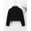 imageVerdusa Girls Raw Hem Long Sleeve Single Breasted Crop Denim Jacket OuterwearBlack