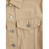 imageVerdusa Girls Raw Hem Long Sleeve Single Breasted Crop Denim Jacket OuterwearKhaki