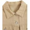 imageVerdusa Girls Raw Hem Long Sleeve Single Breasted Crop Denim Jacket OuterwearKhaki