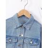 imageVerdusa Girls Raw Hem Long Sleeve Single Breasted Crop Denim Jacket OuterwearLight Blue