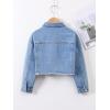 imageVerdusa Girls Raw Hem Long Sleeve Single Breasted Crop Denim Jacket OuterwearLight Blue