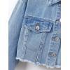 imageVerdusa Girls Raw Hem Long Sleeve Single Breasted Crop Denim Jacket OuterwearLight Blue