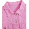 imageVerdusa Girls Raw Hem Long Sleeve Single Breasted Crop Denim Jacket OuterwearPink