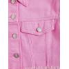 imageVerdusa Girls Raw Hem Long Sleeve Single Breasted Crop Denim Jacket OuterwearPink