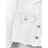 imageVerdusa Girls Raw Hem Long Sleeve Single Breasted Crop Denim Jacket OuterwearWhite